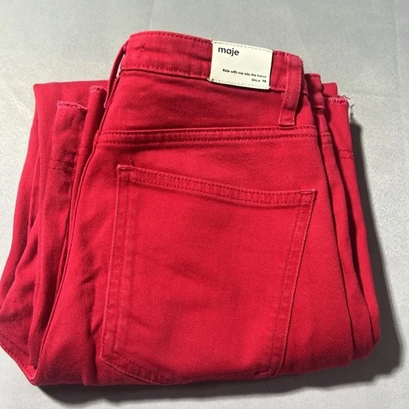 Maje red jeans wide leg - Picture 8 of 10